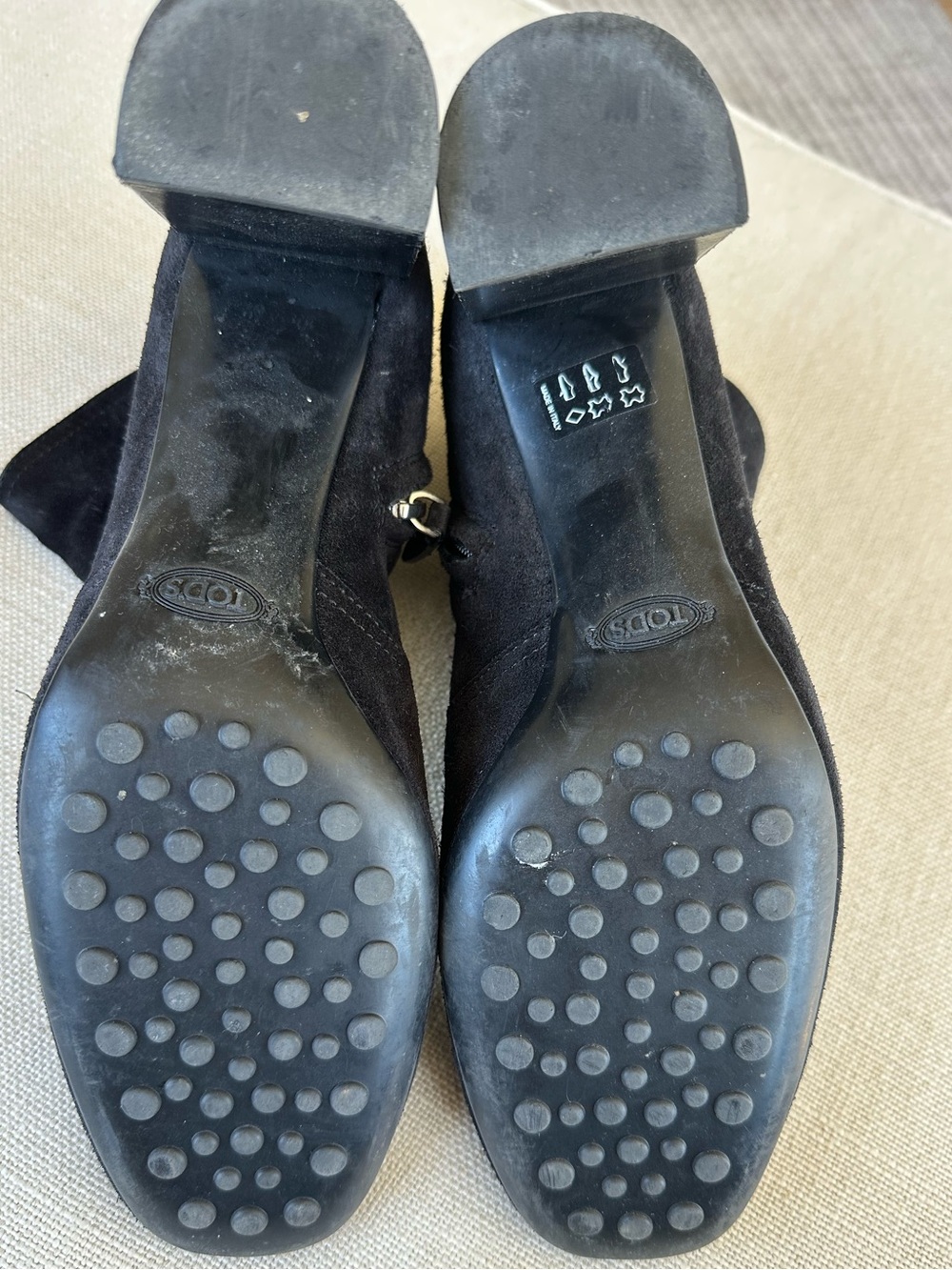 Tod's Gomma Tronchetto Suede Ankle Boots Booties Black  40.5 - Picture 14 of 15